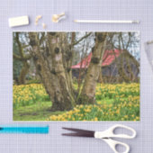 Sommerhaus Komplett, alter Baum und gelbe Blumen Seidenpapier (Handwerk)