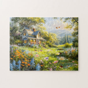 Sommerhaus mit Wildblumenwiese Puzzle