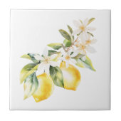 Sommerhaus und Blume Botanischer Baumzweig Fliese (Vorderseite)