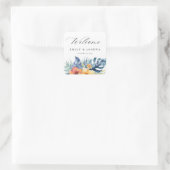 Sommerheirat mit tropischer Flora Quadratischer Aufkleber (Tasche)