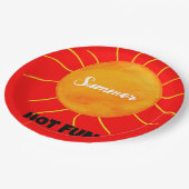 Sommerheißer Spaß Gelbe Orange Sonne Pappteller (Schrägansicht)