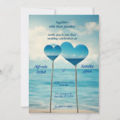 Sommerherzen Strand Blau Hochzeit Einladung (Vorderseite)