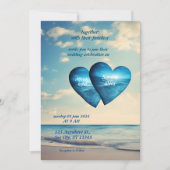 Sommerherzen Strand Blau Hochzeit Einladung (Vorderseite)