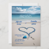 Sommerherzen Strand Blau Hochzeit Einladung (Vorderseite)
