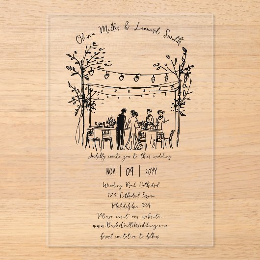 Sommerhochzeit Acryleinladungen (Vorderseite)