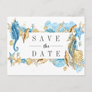 Sommerhochzeit am Meer und Strand - Save the Date Ankündigungspostkarte