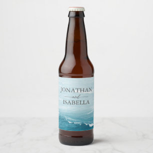 Sommerhochzeit am Ozean des blauen Meerwassers Bierflaschenetikett
