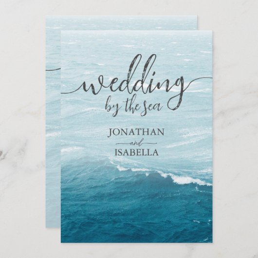 Sommerhochzeit am Ozean des blauen Meerwassers Dankeskarte (Vorne/Hinten)