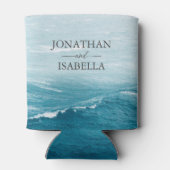 Sommerhochzeit am Ozean des blauen Meerwassers Dosenkühler (Rückseite)