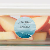 Sommerhochzeit am Ozean des blauen Meerwassers Etiketten (Befestigt)