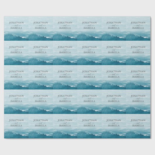 Sommerhochzeit am Ozean des blauen Meerwassers Geschenkpapier (Flach)