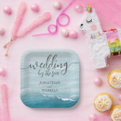 Sommerhochzeit am Ozean des blauen Meerwassers Pappteller (Party)