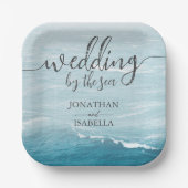 Sommerhochzeit am Ozean des blauen Meerwassers Pappteller (Vorderseite)