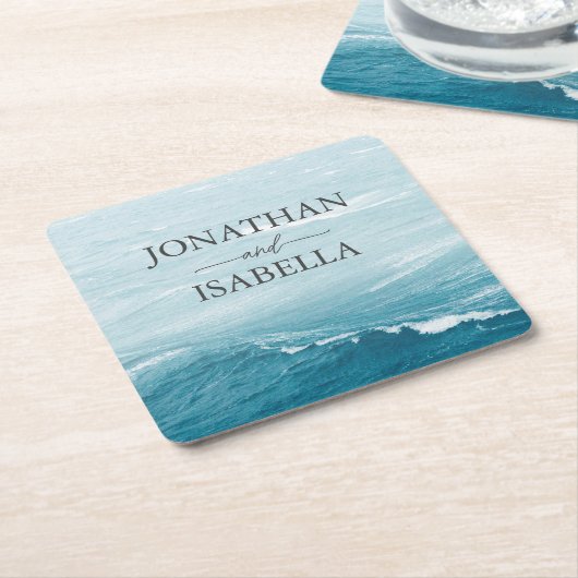 Sommerhochzeit am Ozean des blauen Meerwassers Rechteckiger Pappuntersetzer (angewinkelt)