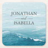 Sommerhochzeit am Ozean des blauen Meerwassers Rechteckiger Pappuntersetzer (Vorderseite)