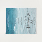 Sommerhochzeit am Ozean des blauen Meerwassers Wandteppich (Vorderseite (Horizontal))