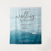 Sommerhochzeit am Ozean des blauen Meerwassers Wandteppich (Vorderseite)