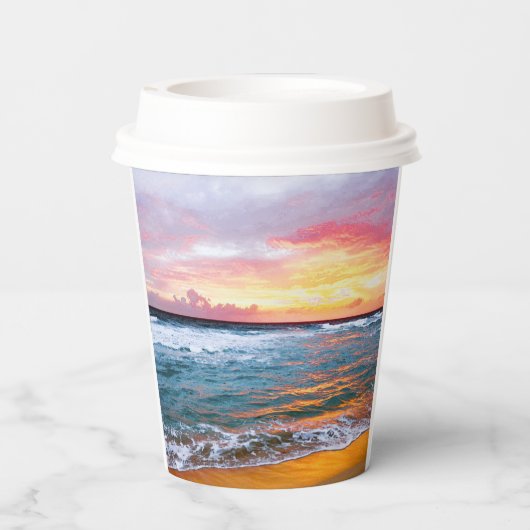 Sommerhochzeit am tropischen Strand Pappbecher (Rückseite)