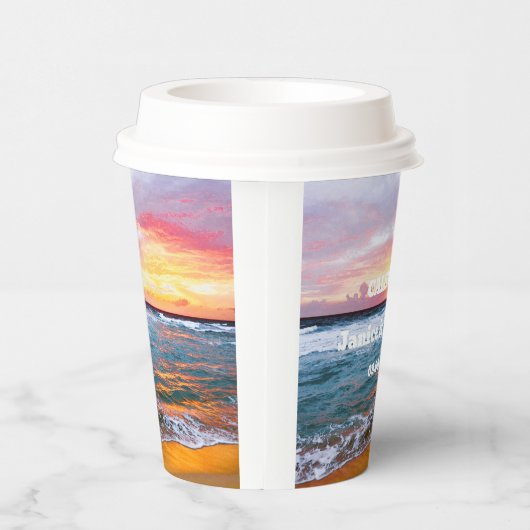 Sommerhochzeit am tropischen Strand Pappbecher (Rechts)