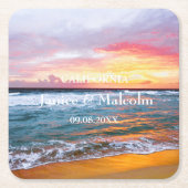 Sommerhochzeit am tropischen Strand Rechteckiger Pappuntersetzer (Vorderseite)