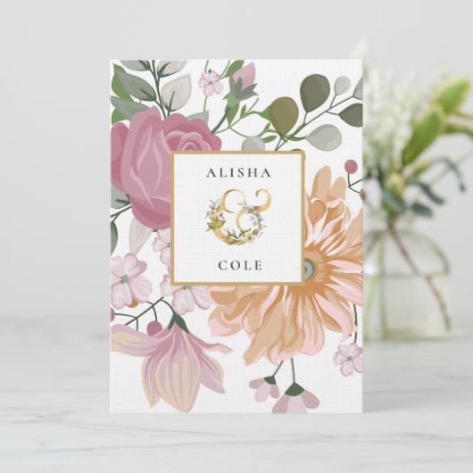 Sommerhochzeit der Blume Einladung (Stehend Vorderseite)