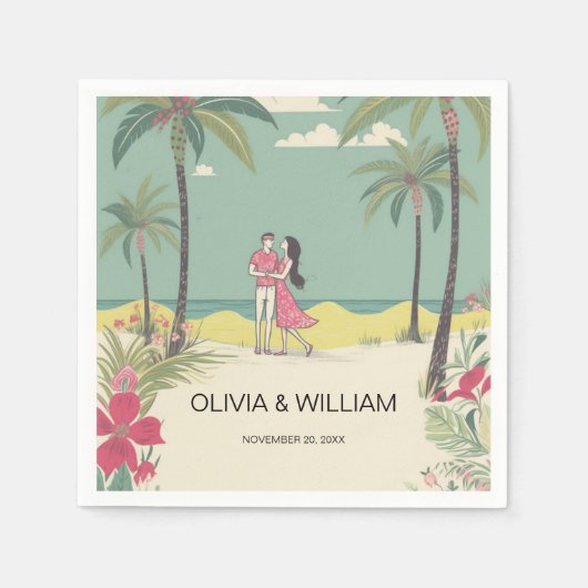 Sommerhochzeit der tropischen Liebe Serviette (Vorderseite)