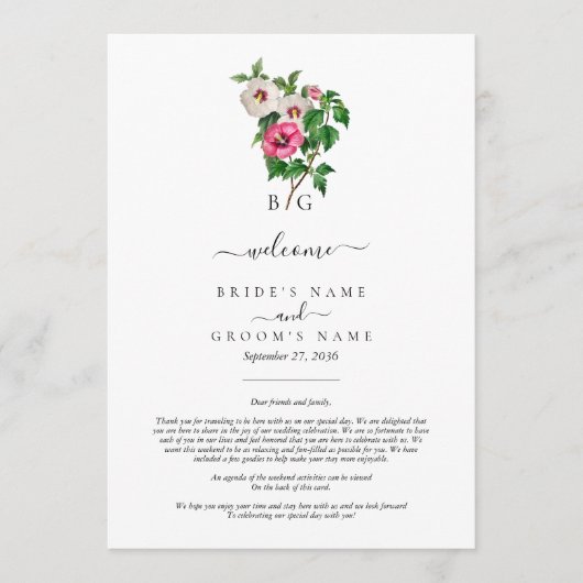 Sommerhochzeit im tropischen Hibisken Programm (Vorderseite)