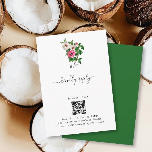 Sommerhochzeit im tropischen Hibiskus Begleitkarte