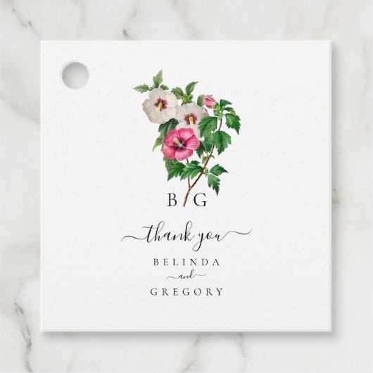 Sommerhochzeit im tropischen Hibiskus Geschenkanhänger (Vorderseite)