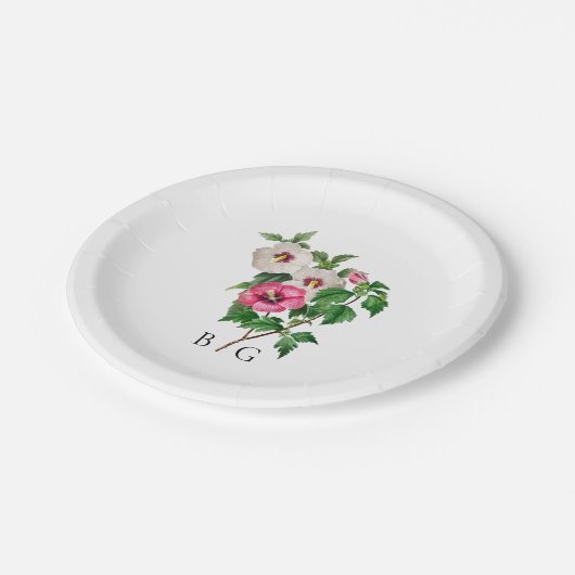 Sommerhochzeit im tropischen Hibiskus Pappteller (Schrägansicht)