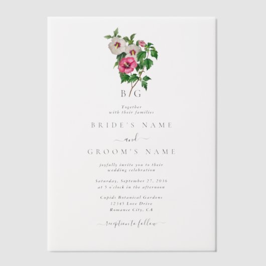 Sommerhochzeit im tropischen Hibiskus Pergament Einladungen (Vorderseite)