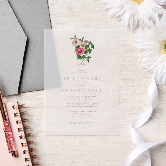 Sommerhochzeit im tropischen Hibiskus Pergament Einladungen (Hochzeit)