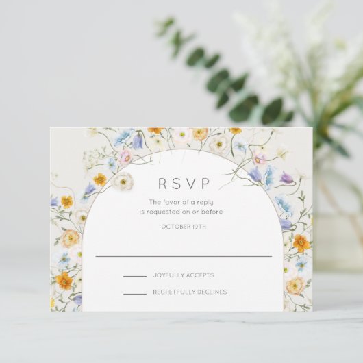 Sommerhochzeit im Wildblume Garden RSVP Karte (Stehend Vorderseite)