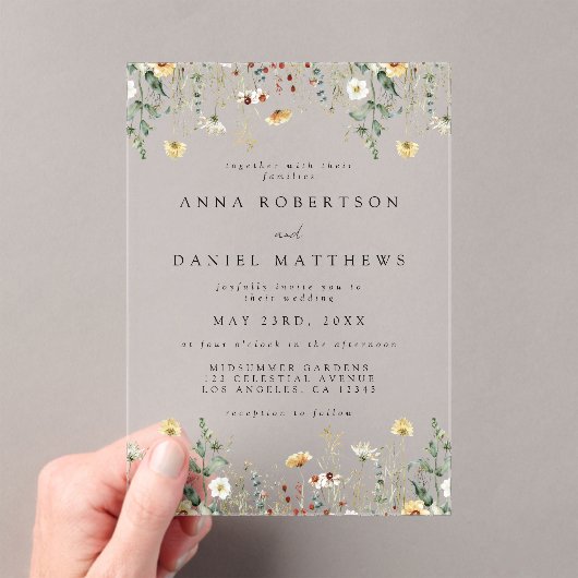 Sommerhochzeit in der Wildblume Acryleinladungen (Insitu (Handheld))