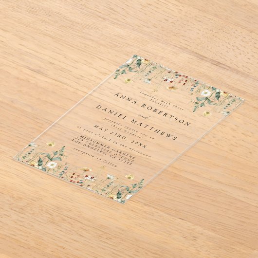 Sommerhochzeit in der Wildblume Acryleinladungen (Ablage )