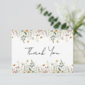Sommerhochzeit in der Wildblume Dankeskarte (Stehend Vorderseite)