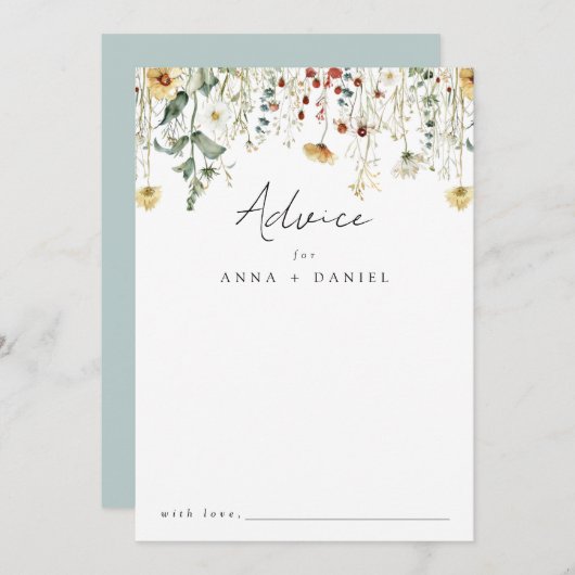 Sommerhochzeit in der Wildblume Hinweiskarte (Vorne/Hinten)