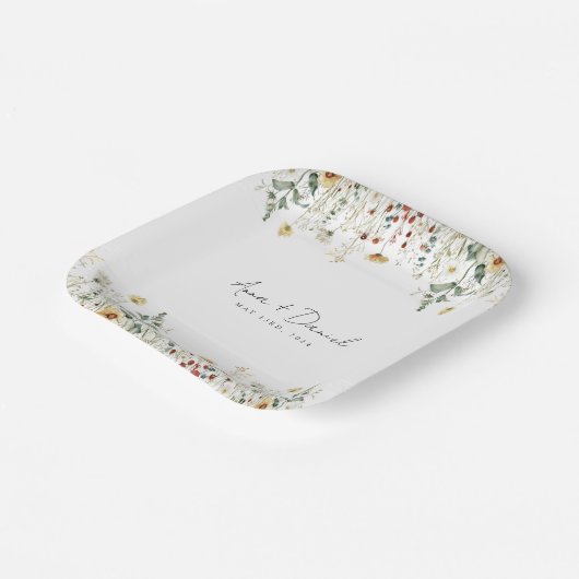 Sommerhochzeit in der Wildblume Pappteller (Gewinkelt)