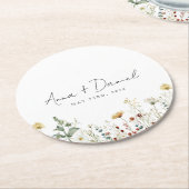 Sommerhochzeit in der Wildblume Runder Pappuntersetzer (Angewinkelt)