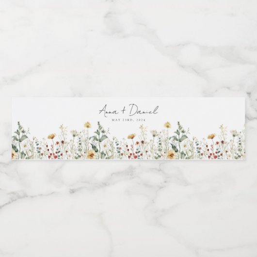 Sommerhochzeit in der Wildblume Wasserflaschenetikett (Einzelnes Label)