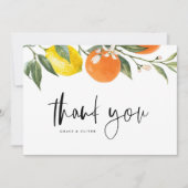 Sommerhochzeit in Orange und Lemon Dankeskarte (Vorderseite)