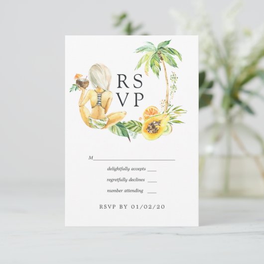 Sommerhochzeit RSVP Karte (Stehend Vorderseite)
