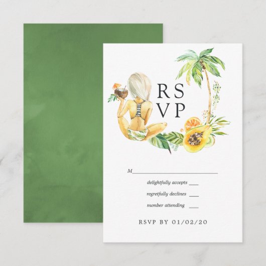 Sommerhochzeit RSVP Karte (Vorne/Hinten)