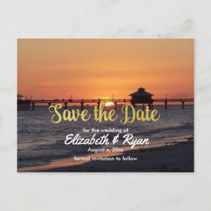 Sommerhochzeit, Termin vormerken, Strand, Maßgesch Ankündigungspostkarte