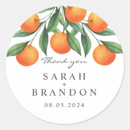 Sommerhochzeit von Orangenblättern Runder Aufkleber