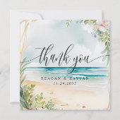 Sommerhochzeit von Watercolor Beach Dankeskarte (Vorderseite)