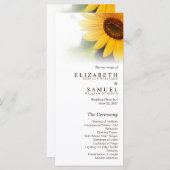 Sommerhochzeitprogramm für Sonnenblumen Rackkarten Programm (Vorne/Hinten)