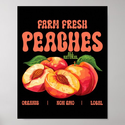 Sommerhof Frische Pfirsiche Bio Nicht Gmo Ortsfu Poster (Vorne)