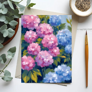 Sommerhortensien   Rosa und blaue Küstenblumen Postkarte
