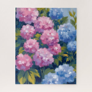 Sommerhortensien   Rosa und blaue Küstenblumen Puzzle